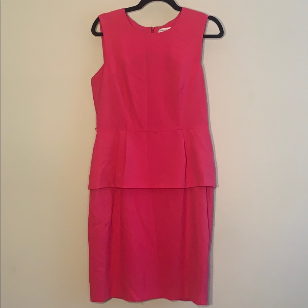 Bubble gum pink peplum dress